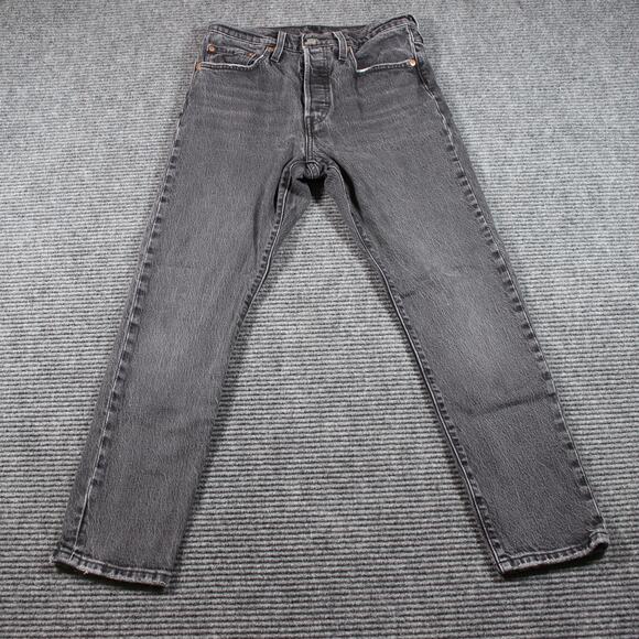 Levi’s 501 Skinny Womens 27x28 Black Faded Denim Button Fly Stretch - Picture 2 of 12